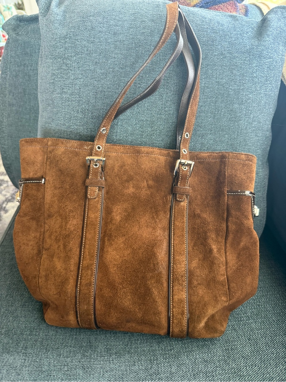 Coach Brown Suede Women’s Tote Bag w/leather straps - Picture 3 of 7